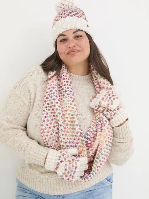 Women Fatface Scarves Multi Stripe Boucle Scarf