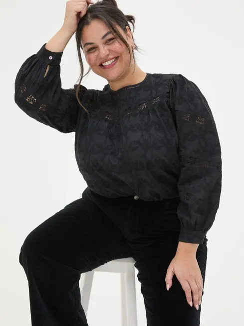 Women Fatface Shirts and Blouses Black Ana 100 Cotton Detail Blouse Women Fatface Shirts and Blouses Black Ana 100 Cotton Detail Blouse