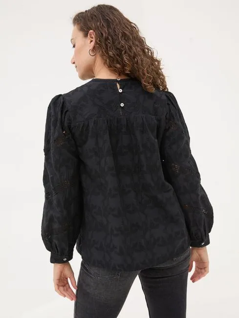 Women Fatface Shirts and Blouses Black Ana 100 Cotton Detail Blouse Women Fatface Shirts and Blouses Black Ana 100 Cotton Detail Blouse