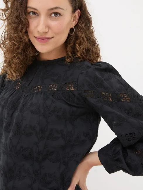 Women Fatface Shirts and Blouses Black Ana 100 Cotton Detail Blouse Women Fatface Shirts and Blouses Black Ana 100 Cotton Detail Blouse
