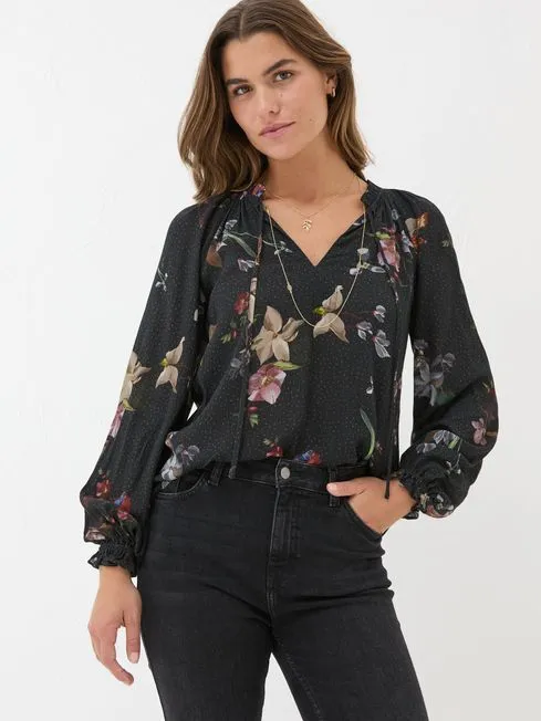 Women Fatface Shirts and Blouses Black Lil Moonlit Blouse