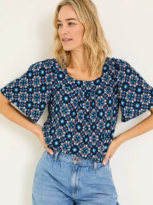 Women Fatface Shirts and Blouses Indigo Blue Kyro Blouse