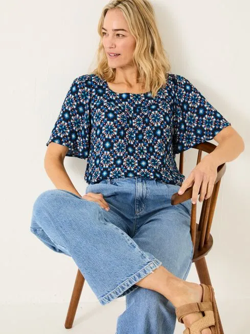 Women Fatface Shirts and Blouses Indigo Blue Kyro Blouse Women Fatface Shirts and Blouses Indigo Blue Kyro Blouse