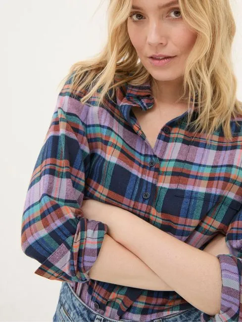 Women Fatface Shirts and Blouses Olivia Cobalt Blue 100 Cotton Check Shirt Women Fatface Shirts and Blouses Olivia Cobalt Blue 100 Cotton Check Shirt