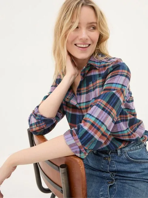 Women Fatface Shirts and Blouses Olivia Cobalt Blue 100 Cotton Check Shirt Women Fatface Shirts and Blouses Olivia Cobalt Blue 100 Cotton Check Shirt
