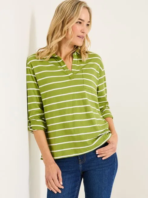 Women Fatface Shirts and Blouses Paige Green 100 Organic Cotton Stripe Jersey Shirt