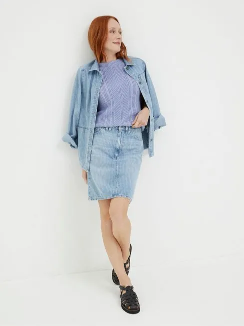 Women Fatface Skirts Athena Blue Stripe Denim Skirt Women Fatface Skirts Athena Blue Stripe Denim Skirt
