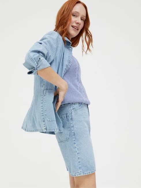 Women Fatface Skirts Athena Blue Stripe Denim Skirt Women Fatface Skirts Athena Blue Stripe Denim Skirt
