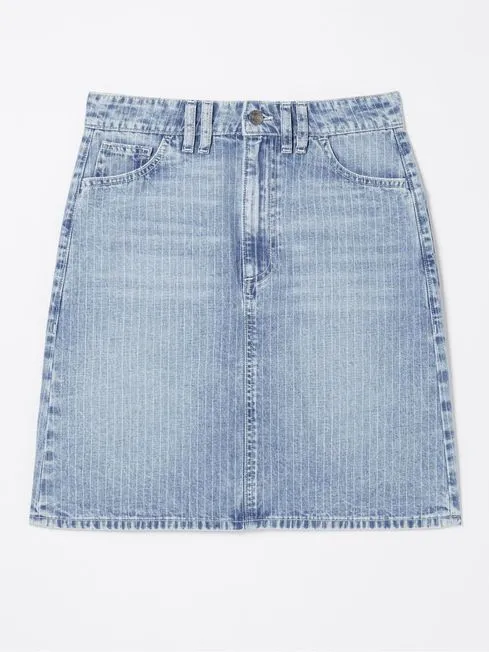 Women Fatface Skirts Athena Blue Stripe Denim Skirt Women Fatface Skirts Athena Blue Stripe Denim Skirt