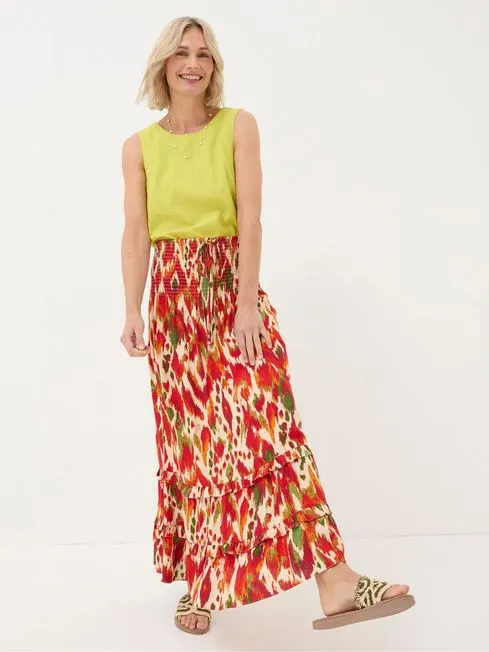 Women Fatface Skirts Tegan Orange Paradise Ikat Maxi Skirt
