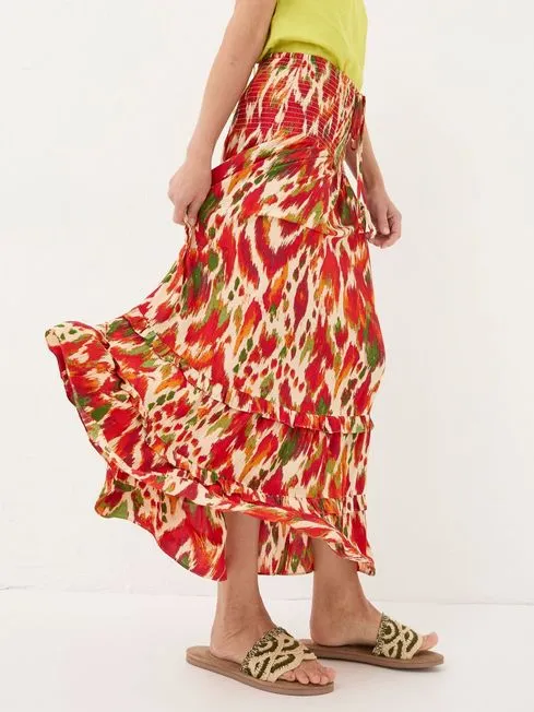 Women Fatface Skirts Tegan Orange Paradise Ikat Maxi Skirt
