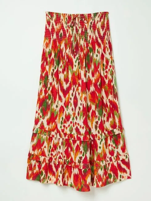 Women Fatface Skirts Tegan Orange Paradise Ikat Maxi Skirt