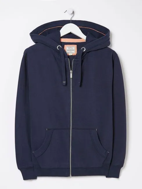 Women Fatface Sweatshirts and Hoodies Amy Dark Blue Zip Through Hoodie