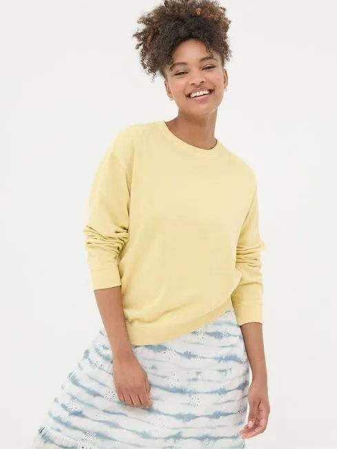 Women Fatface Sweatshirts and Hoodies Georgia Yellow Crew Sweatshirt