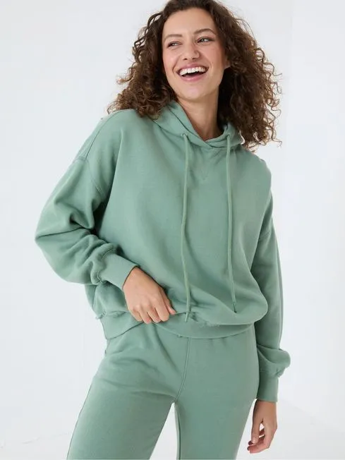 Women Fatface Sweatshirts and Hoodies Green 100 Cotton Lexi Hoodie