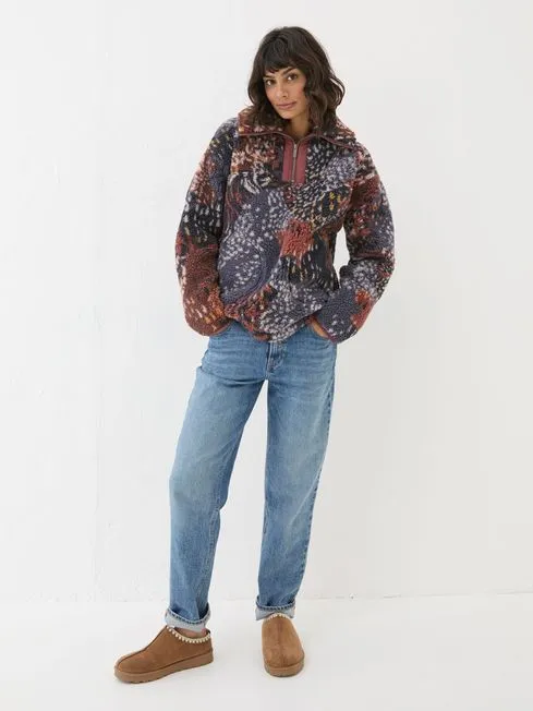 Women Fatface Sweatshirts and Hoodies Parker Multi Abstract Animal Fleece