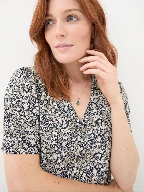 Women Fatface Tops and TShirts Cassidy Black Inlay Floral Tunic Women Fatface Tops and TShirts Cassidy Black Inlay Floral Tunic