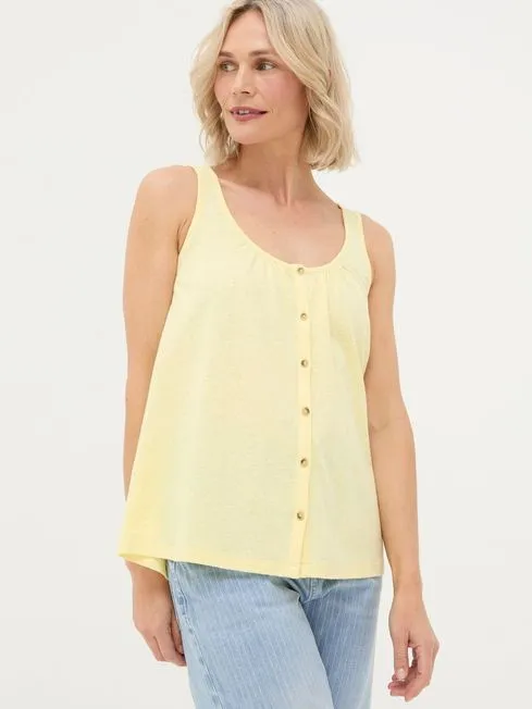 Women Fatface Tops and TShirts Flora Yellow Cotton Linen Vest