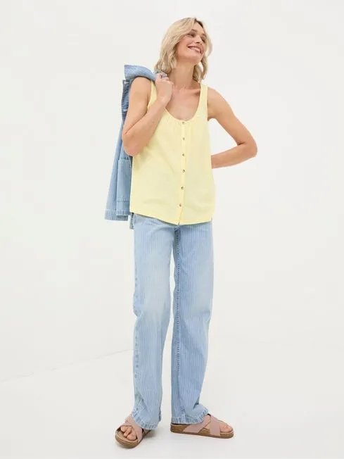 Women Fatface Tops and TShirts Flora Yellow Cotton Linen Vest Women Fatface Tops and TShirts Flora Yellow Cotton Linen Vest