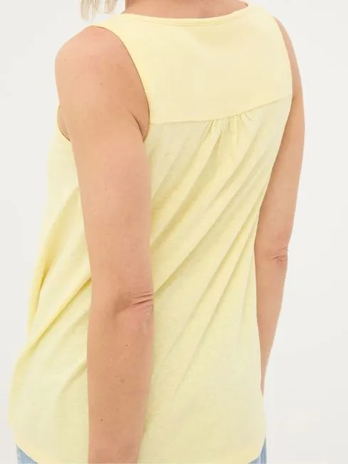 Women Fatface Tops and TShirts Flora Yellow Cotton Linen Vest Women Fatface Tops and TShirts Flora Yellow Cotton Linen Vest