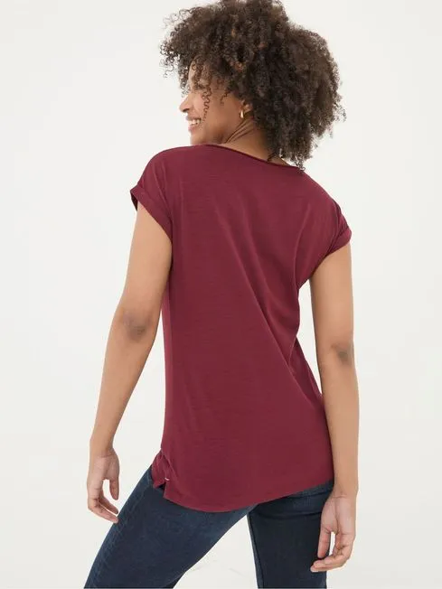Women Fatface Tops and TShirts Ivy Organic Cotton Burgundy Red TShirt