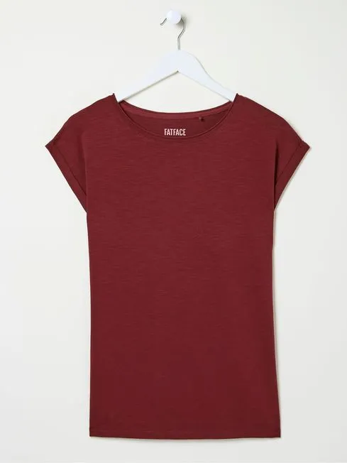 Women Fatface Tops and TShirts Ivy Organic Cotton Burgundy Red TShirt