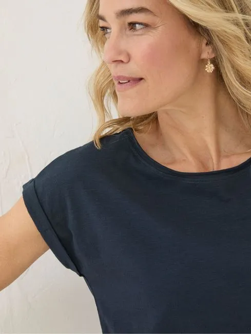 Women Fatface Tops and TShirts Ivy Organic Cotton Navy TShirt