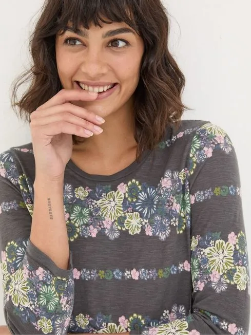 Women Fatface Tops and TShirts Natalie Black Floral Top Women Fatface Tops and TShirts Natalie Black Floral Top