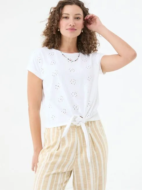 Women Fatface Tops and TShirts Roisin Natural Tie Front Top