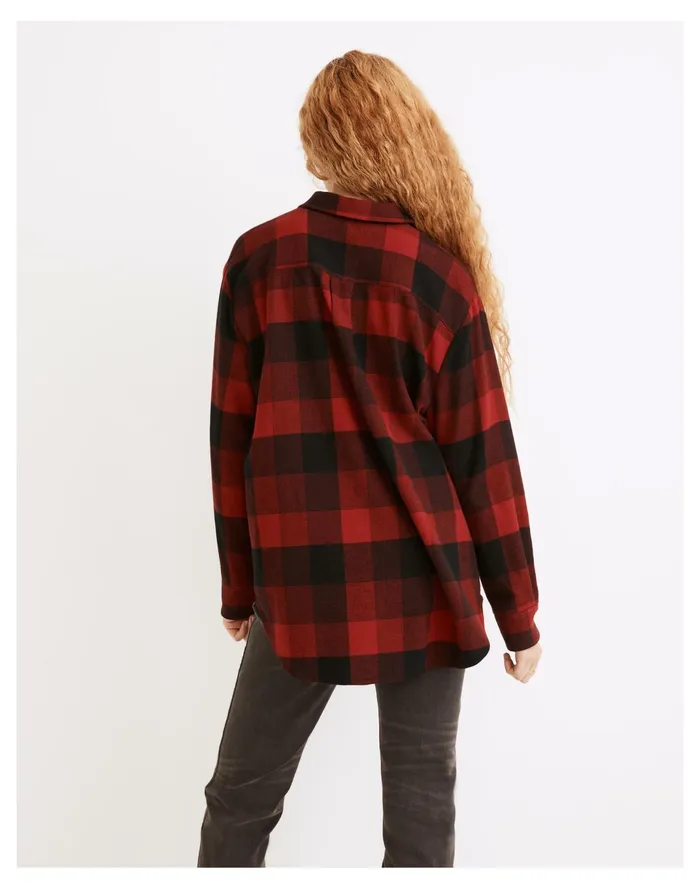 Women Flannel Side Button Oversized Ex Boyfriend Shirt In Buffalo Check Scarlet Madewell Tops and Shirts Women Flannel Side Button Oversized Ex Boyfriend Shirt In Buffalo Check Scarlet Madewell Tops and Shirts
