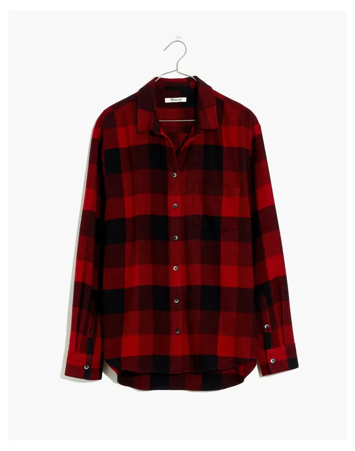 Women Flannel Side Button Oversized Ex Boyfriend Shirt In Buffalo Check Scarlet Madewell Tops and Shirts Women Flannel Side Button Oversized Ex Boyfriend Shirt In Buffalo Check Scarlet Madewell Tops and Shirts