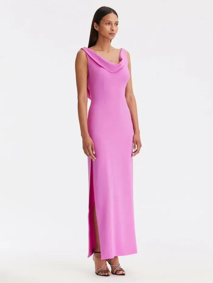 Women For The Bride Oscar De La Renta Cowl Neck Georgette Gown Orchid Women For The Bride Oscar De La Renta Cowl Neck Georgette Gown Orchid