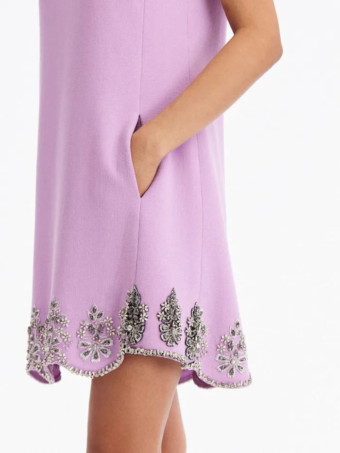 Women For The Bride Oscar De La Renta Sleeveless Crystal Scallop Shift Dress Lavender Women For The Bride Oscar De La Renta Sleeveless Crystal Scallop Shift Dress Lavender