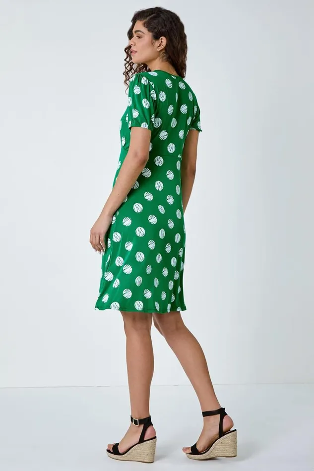 Women Forest Oversized Spot Print Stretch Dress Roman Dresses
