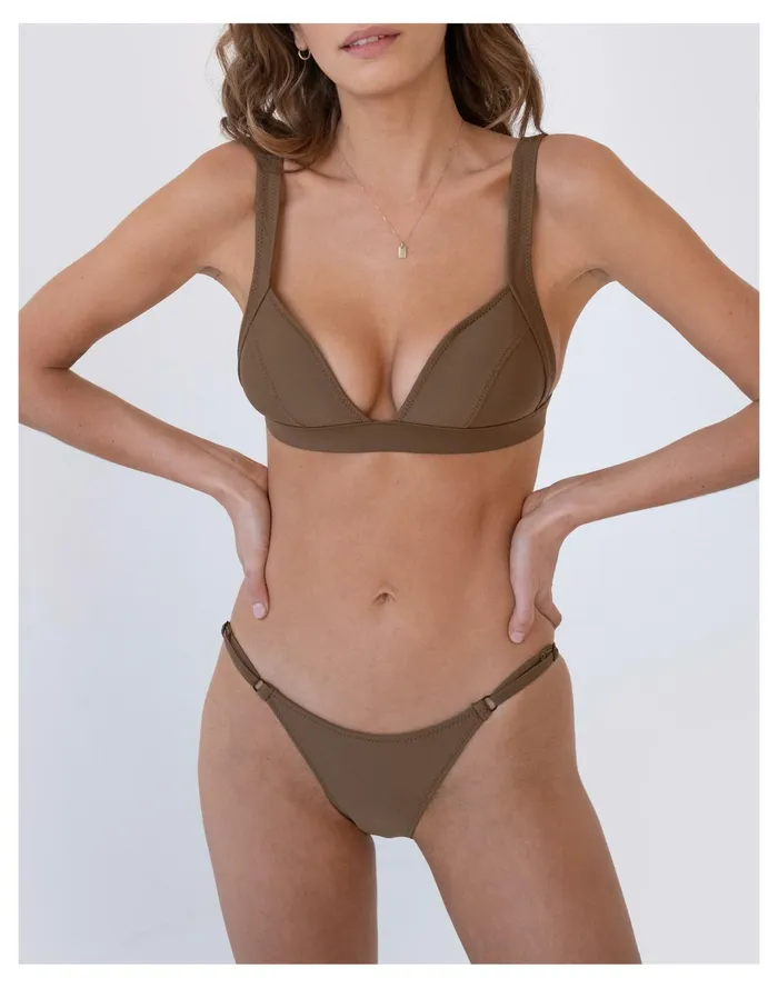Women GALAMAAR Slim Brief Bikini Bottom Brown Madewell Swim