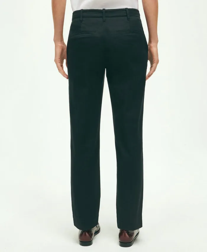 Women Garment Washed Stretch Cotton Chinos Black Brooks Brothers Pants and Skirts
