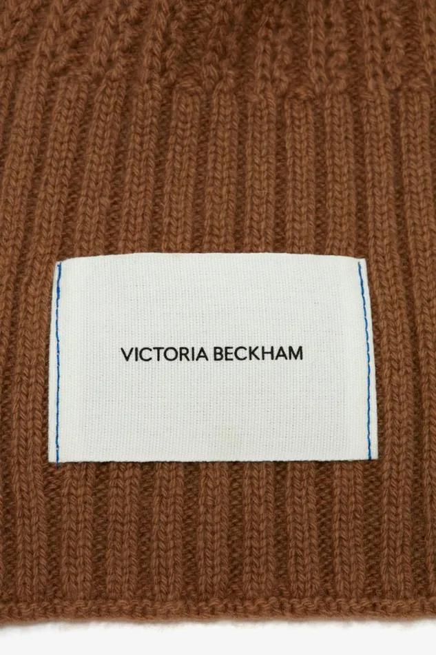 Women Gifts Victoria Beckham Logo Patch Scarf In Camel