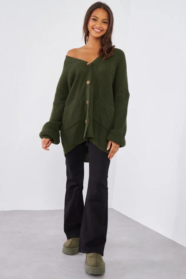 Women Gilet En Maille Kaki Khaki Brentiny Paris Cardigans