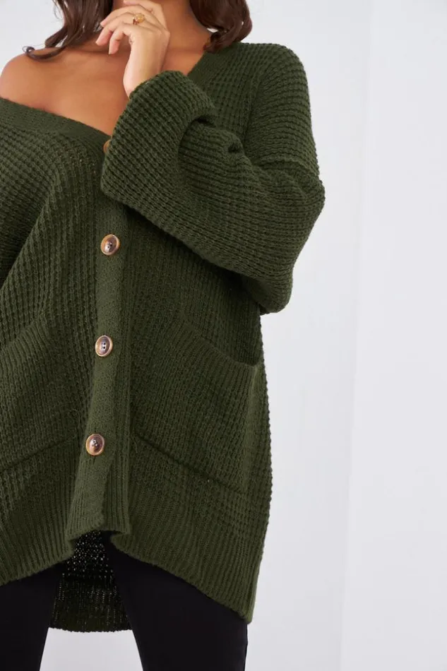 Women Gilet En Maille Kaki Khaki Brentiny Paris Cardigans