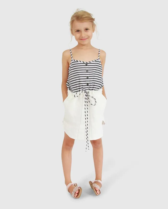 Women Girls Belle and Bloom Bright Side Striped Mini Dress 8211 BlackWhite