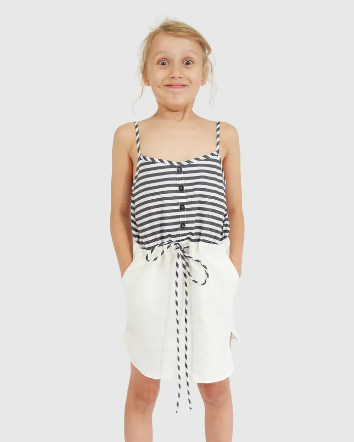 Women Girls Belle and Bloom Bright Side Striped Mini Dress 8211 BlackWhite