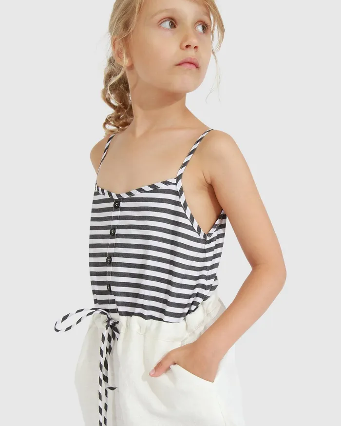 Women Girls Belle and Bloom Bright Side Striped Mini Dress 8211 BlackWhite