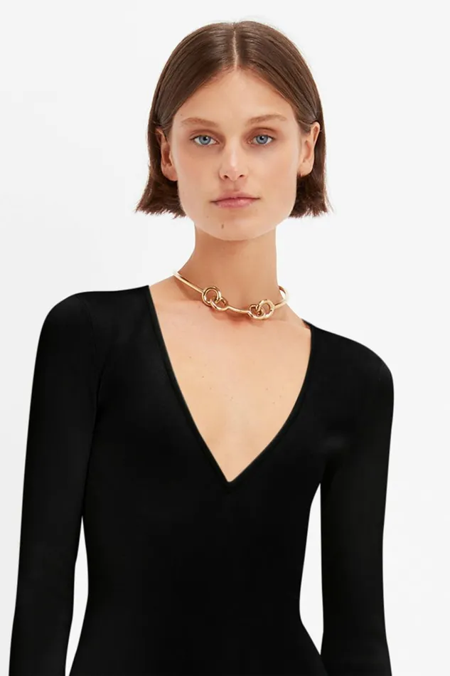Women Gowns Victoria Beckham Deep V Knitted Gown In Black