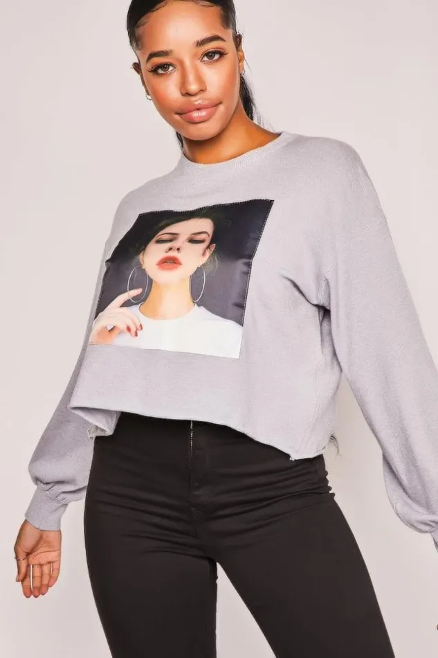 Women Grey Sweater 034Woman Head034 Grey Brentiny Paris Sweaters and Sweatshirts
