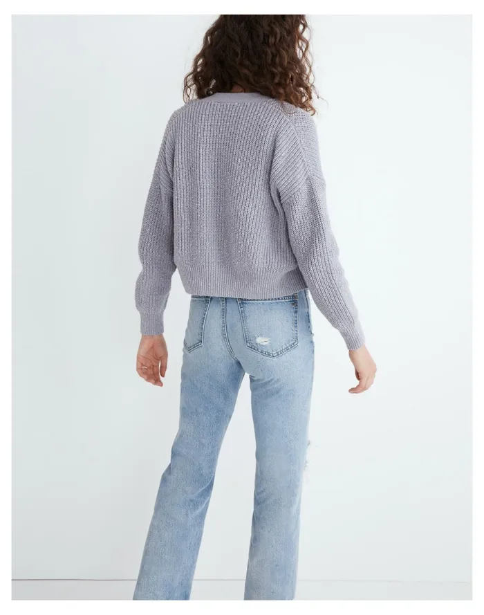 Women Greywood Crop Cardigan Sweater Faded Lavender Madewell Sweaters Women Greywood Crop Cardigan Sweater Faded Lavender Madewell Sweaters
