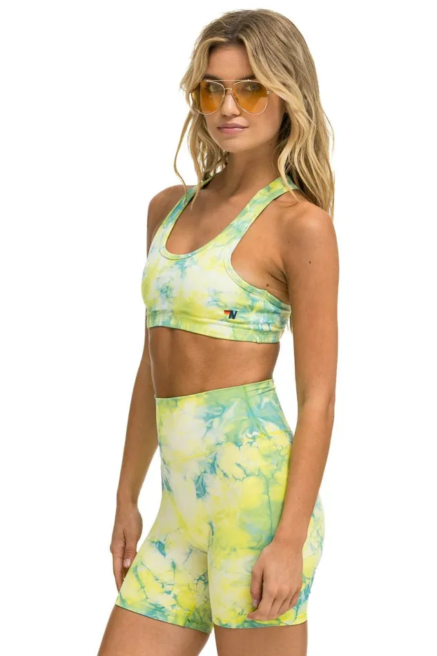 Women HAND DYED 6 INCH HIRISE BIKER SHORT 8211 TIE DYE NEON YELLOW Aviator Nation Shorts Women HAND DYED 6 INCH HIRISE BIKER SHORT 8211 TIE DYE NEON YELLOW Aviator Nation Shorts
