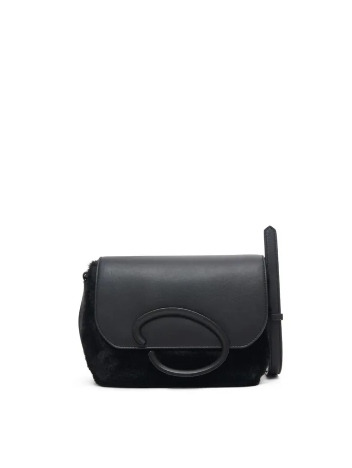 Women Handbags Oscar De La Renta Faux Fur Oath Shoulder Bag Black