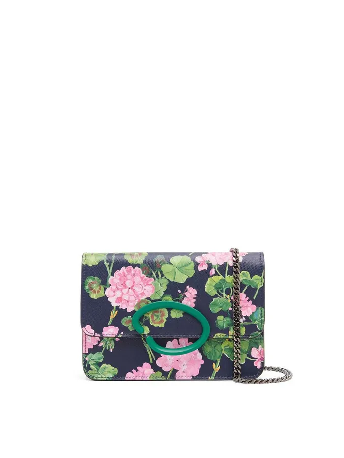 Women Handbags Oscar De La Renta Geranium Printed O Pochette Navypink