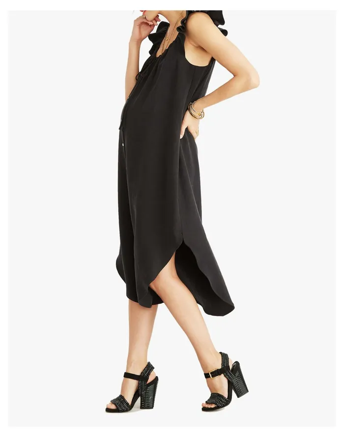 Women HATCH Collection Maternity Jenna Ruffle Dress Black Madewell Dresses Women HATCH Collection Maternity Jenna Ruffle Dress Black Madewell Dresses