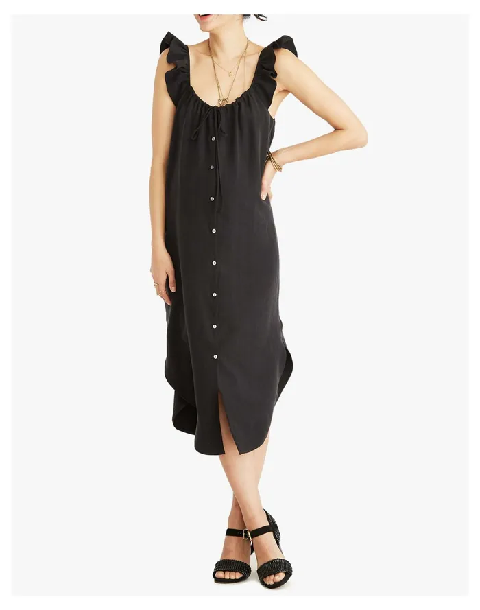 Women HATCH Collection Maternity Jenna Ruffle Dress Black Madewell Dresses Women HATCH Collection Maternity Jenna Ruffle Dress Black Madewell Dresses